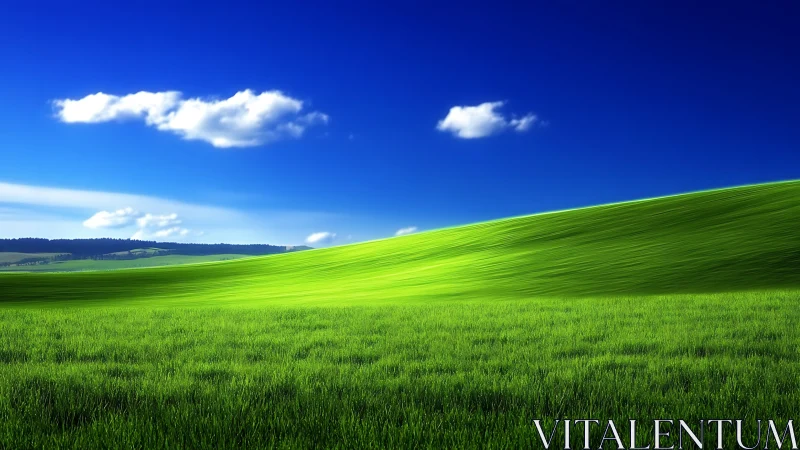 Emerald hillside hums quietly beneath a deep cobalt sky