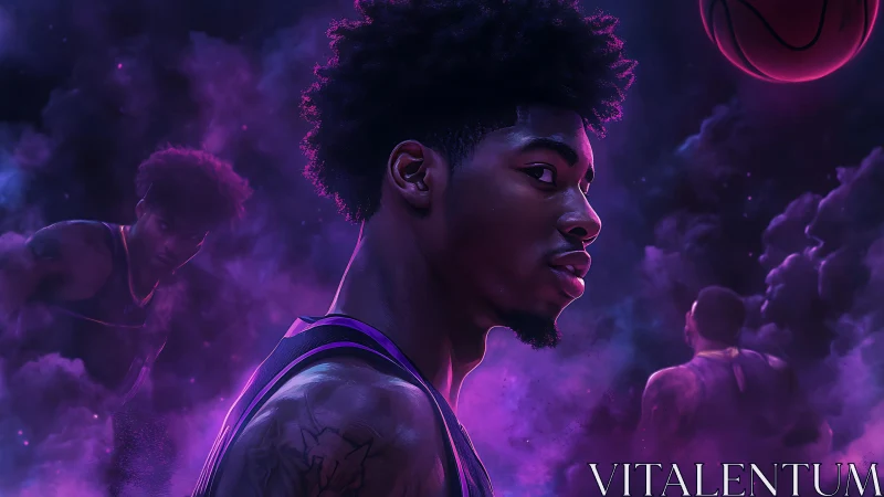 Confident young hooper glowing in dreamy purple light.