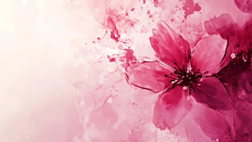 High-saturation floral bloom with dynamic ink dispersion and volumetric particle effects