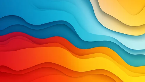 Layered gradient waves in warm and cool color fields.