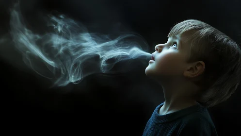 Moonlit breath of wonder swirling from a dreaming child.