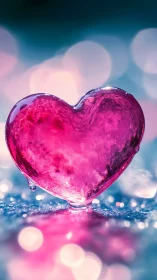 Heart-shaped glass structure containing magenta fluid