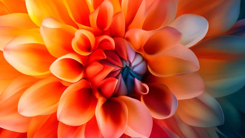Orange Dahlia Flower Close-Up with Dramatic Depth of Field.