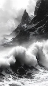 Storm-tossed cliffs and roaring monochrome ocean drama.