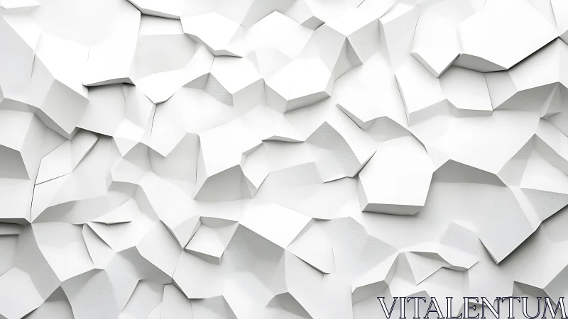 White faceted geometric wall with sharp folded planes.