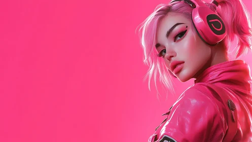 Chromatic gamer portrait with neon-saturated 3D rendering.