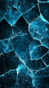 Shattered blue glass glows with icy futuristic tension