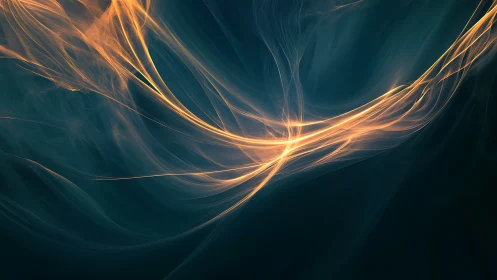 Golden light streaks across deep teal abstract field.