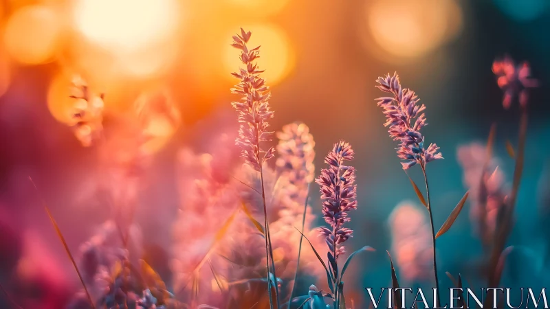 Tall grass spikes with bokeh light diffusion