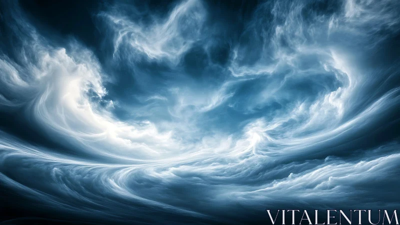 Turbulent volumetric cloud vortex in dynamic atmospheric swirl.