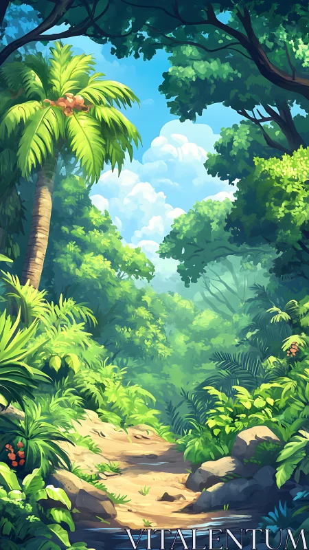 Jungle Path Through Tropical Forest Canopy