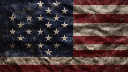 Weatherworn American flag whispers stories in rusted color.