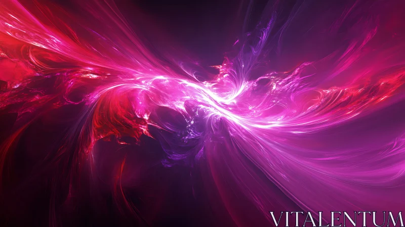 Magenta and violet fractal light streams on dark background.
