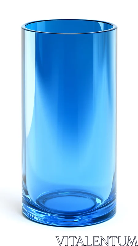 Cobalt cylinder glass humming with clean minimalist calm.