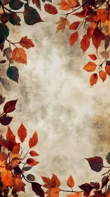 Autumn foliage frame with textured parchment background design.