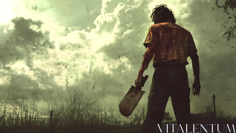 Chainsaw drifter stalks a feverish stormlit wasteland.