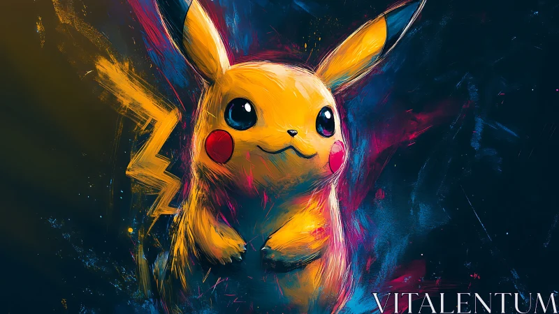 Electric creature rendered in vivid neon brushstroke abstraction