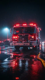 Fire Engine Emergency Response Vehicle in Wet Conditions