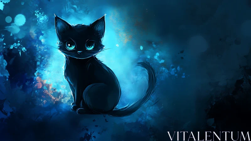 Luminescent Feline Dreams Against an Electric Blue Infinity