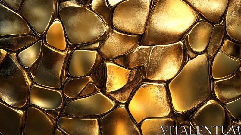 Shiny Abstract Gold Pebble Pattern in Luxurious Metallic Style.