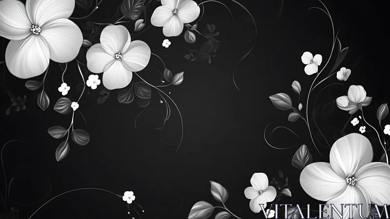 White Petals Waltz Against Obsidian Silence