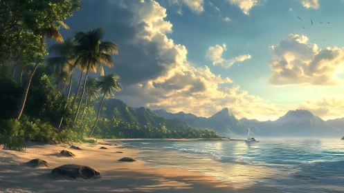 Tropical Paradise Where Mountains Embrace Golden Shores