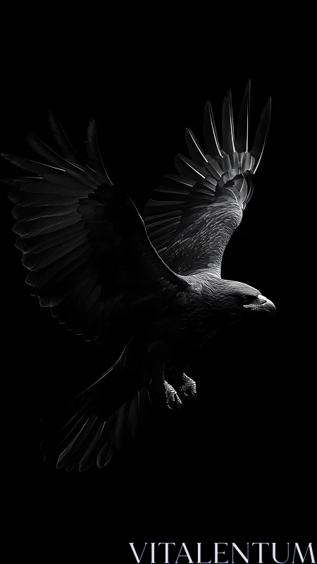 High-contrast avian silhouette with articulated wing dynamics.