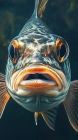 Silver-mouthed fish stages a dramatic underwater close-up