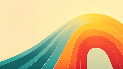 Curved retro gradient wave arch with warm teal to amber spectrum