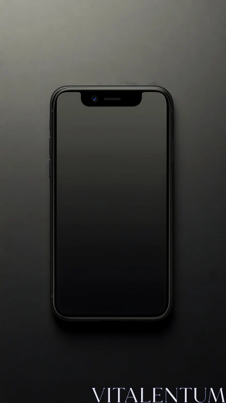 Black iPhone with Notch on Gray Background