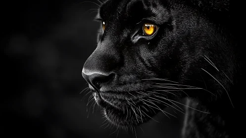 Obsidian Predator: Golden Eyes Piercing Shadows.