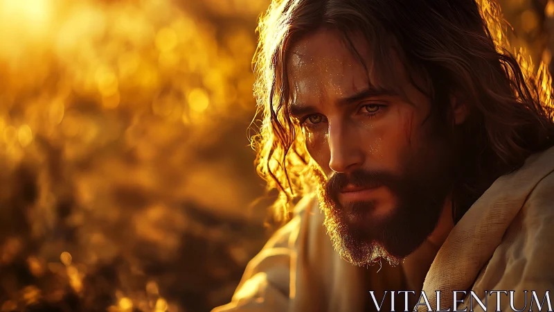 Golden hour portrait of a contemplative bearded wanderer.