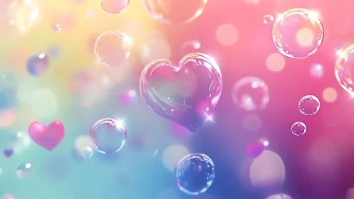 Iridescent Bubble Composition with Heart-Shaped Focal Element
