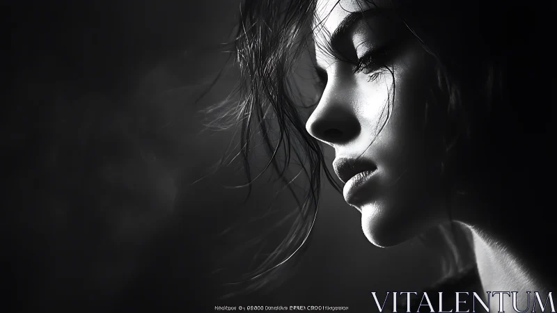 Side-lit female profile captures quiet, emotional intensity.