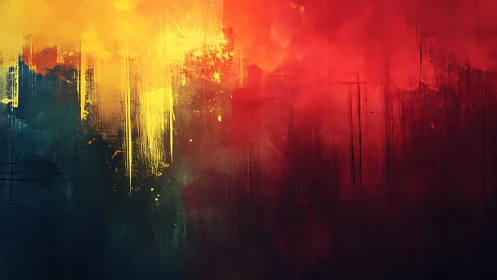 Digital painting of molten dusk gradient with vertical streaks.