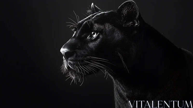 Black Panther Portrait in High-Contrast Chiaroscuro Technique