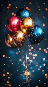 Constellation Dreams: Radiant Spheres Ascending Through Bokeh Magic.