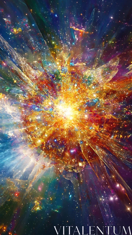 Stellar energy burst over deep cosmic starfield canvas.