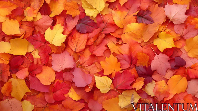 Chromatic tessellation of overlapping deciduous autumn foliage.