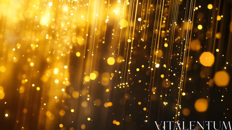 Glowing Golden Bokeh Lights with Abstract Light Streaks Background.