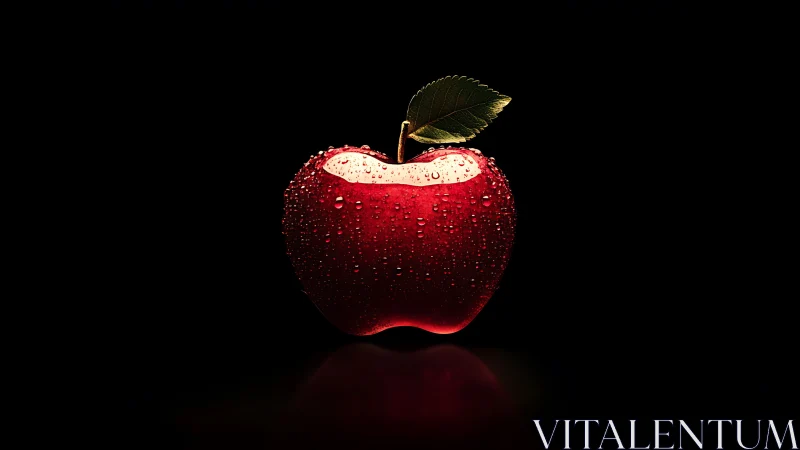 Red apple with water droplets under dramatic studio lighting