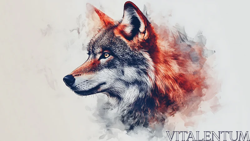 Ember-eyed wolf spirit painted in swirling wildbrush clouds.