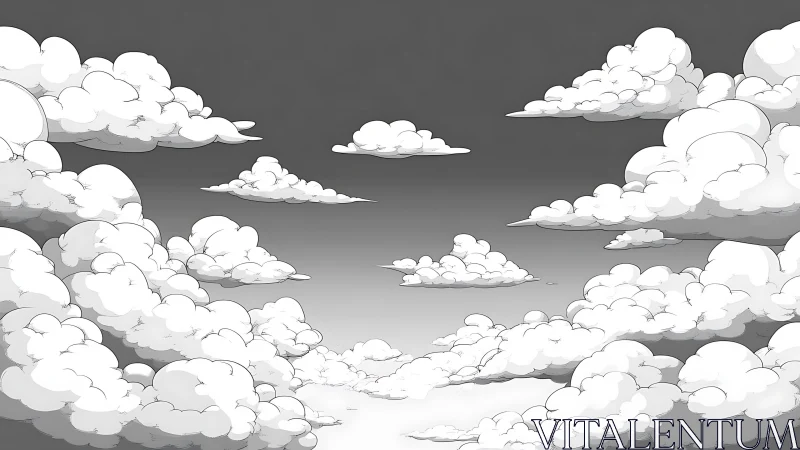 Soft cartoon clouds drifting gently across a quiet sky.