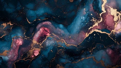 Luminous nebula currents in teal, magenta and gold foil.