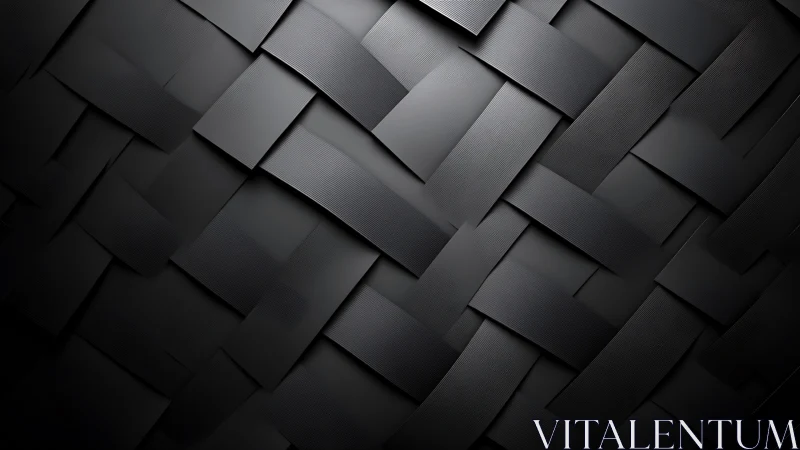 Interlaced matte black strips form a woven geometric surface