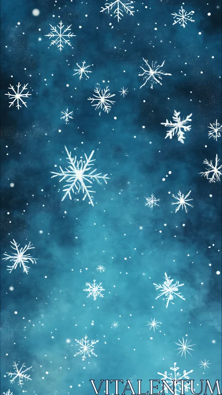 White snowflakes on blue gradient winter background pattern.