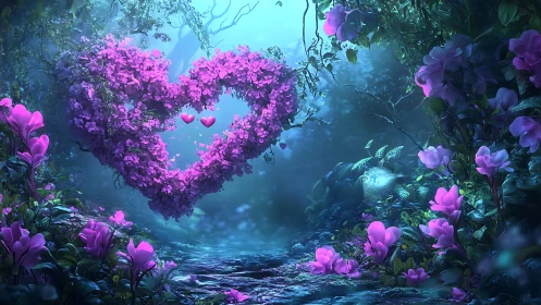 Enchanted Garden Heart: Mystical Floral Realm.