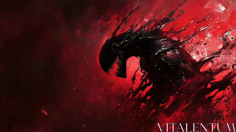 Razor grin in a bloodred storm of splintered shadow.