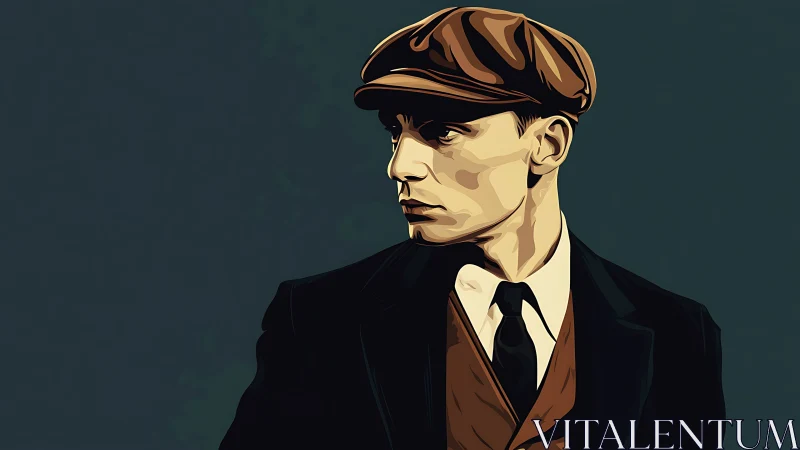 Vintage dressed young man gazes aside with calm confidence