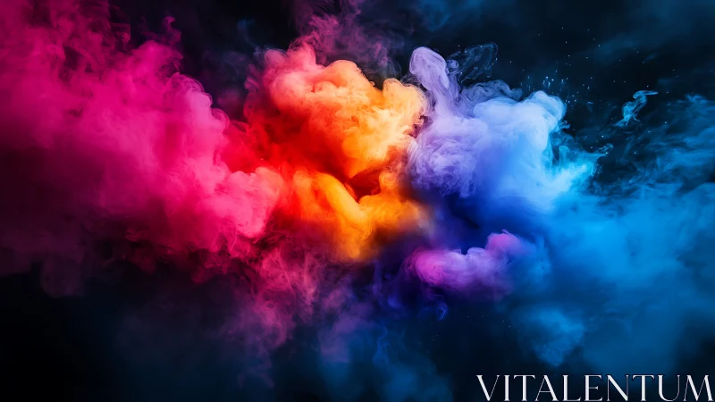 Exploding plumes of neon color swirl through dark space.